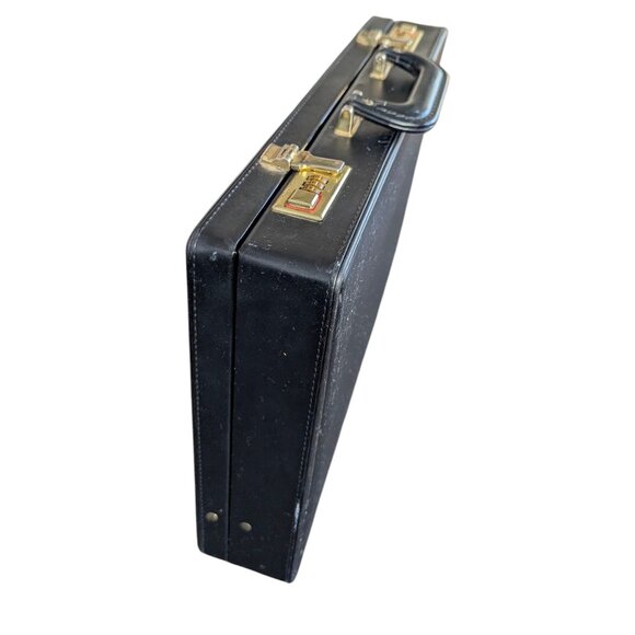 Vintage Black Leather Combo Locking Briefcase - Picture 4 of 16